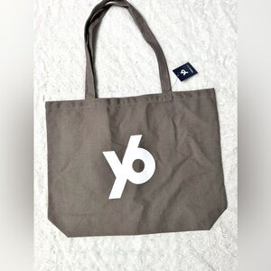 NWT- YOGASIX Y6 Canvas Gray Tote Bag with White Logo